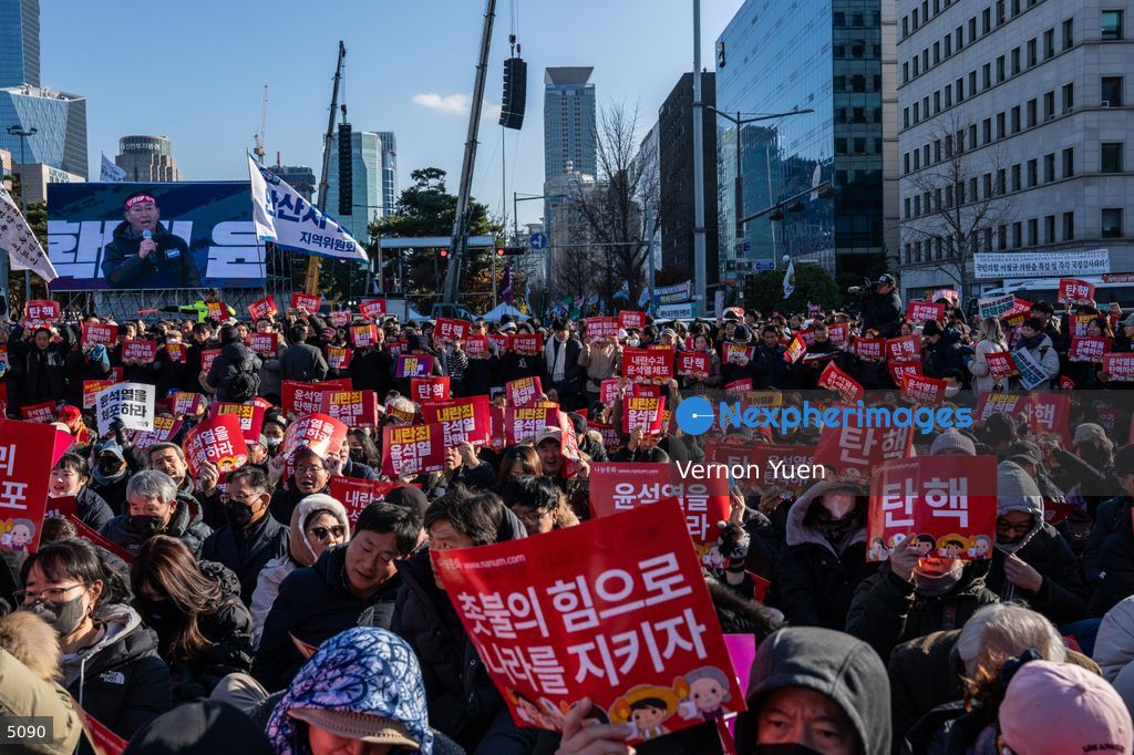 South Korea Protest outside National Assembly During Impeachment Vote