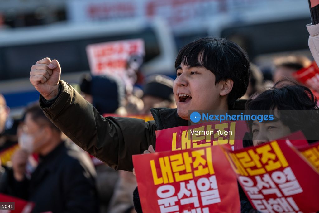 South Korea Protest outside National Assembly During Impeachment Vote