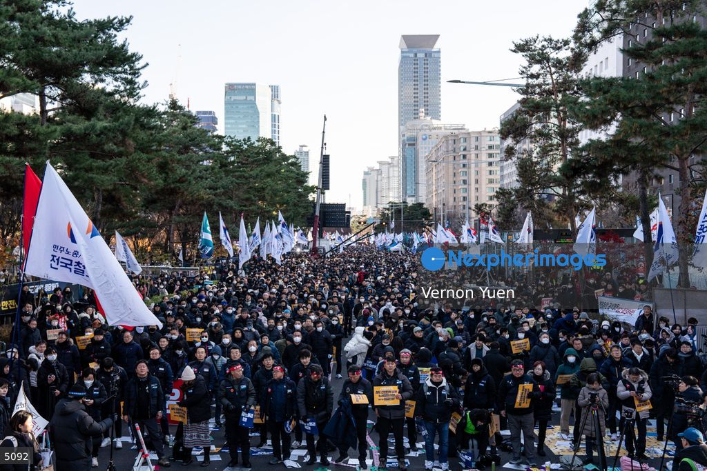 South Korea Protest outside National Assembly During Impeachment Vote