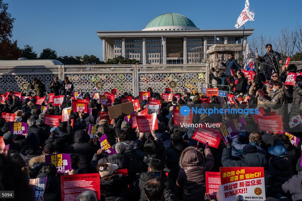 South Korea Protest outside National Assembly During Impeachment Vote