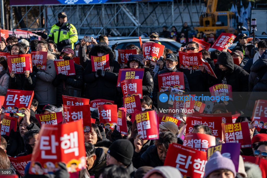 South Korea Protest outside National Assembly During Impeachment Vote