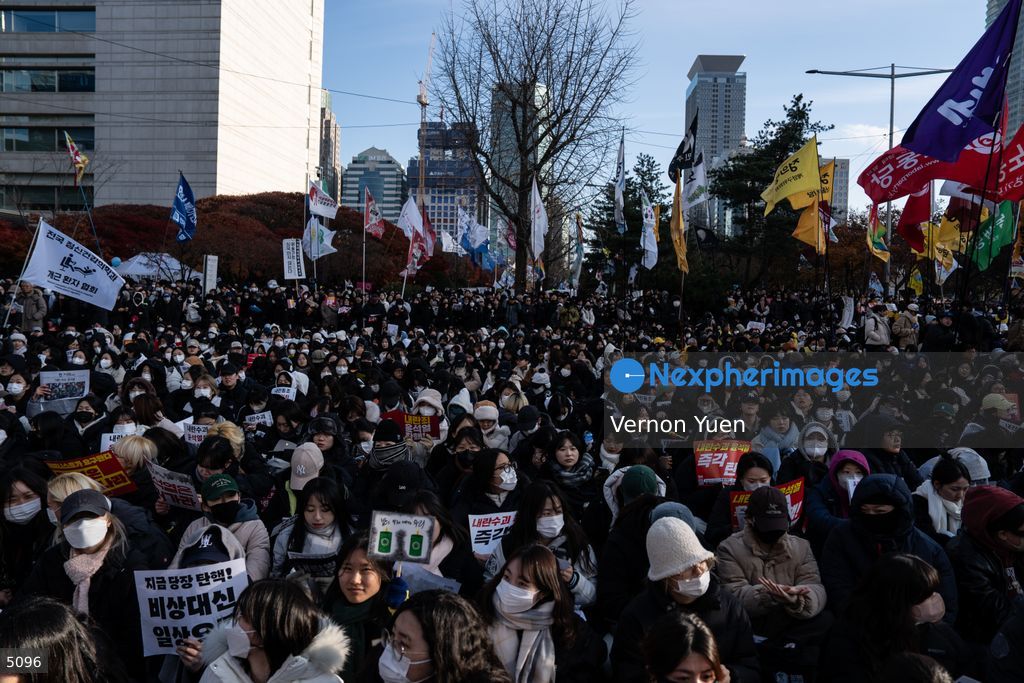 South Korea Protest outside National Assembly During Impeachment Vote