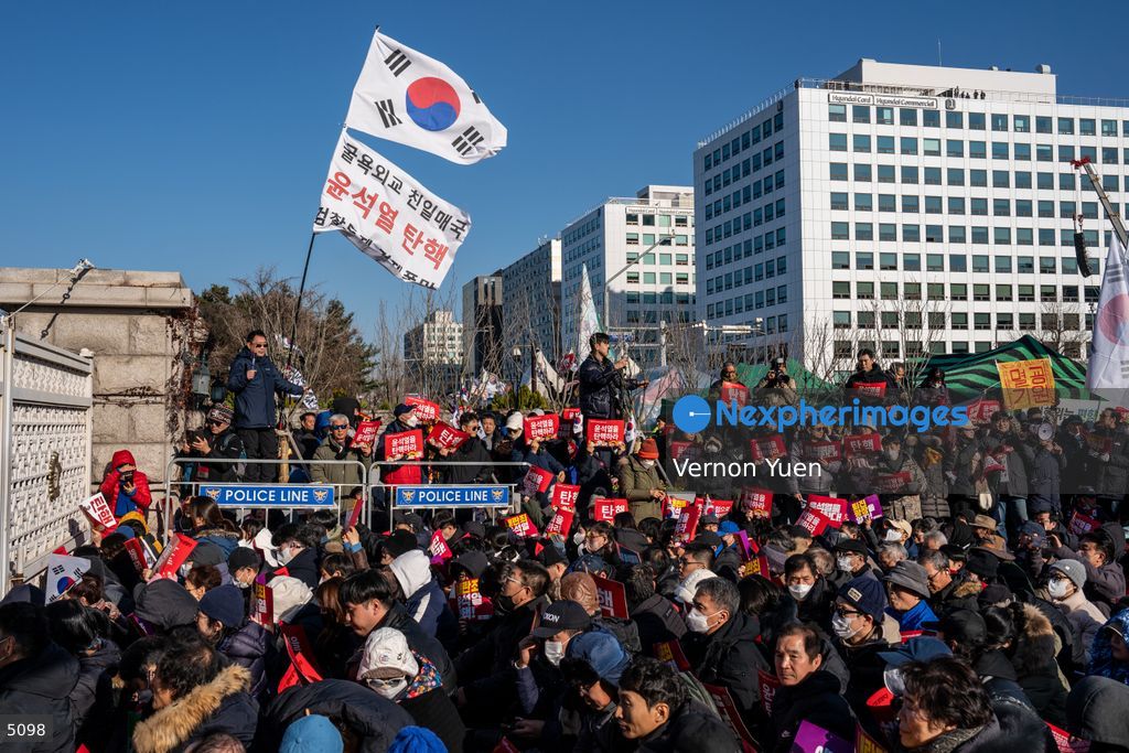 South Korea Protest outside National Assembly During Impeachment Vote