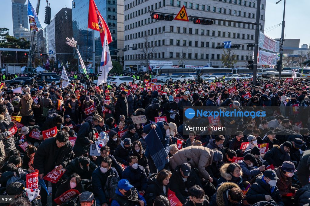 South Korea Protest outside National Assembly During Impeachment Vote