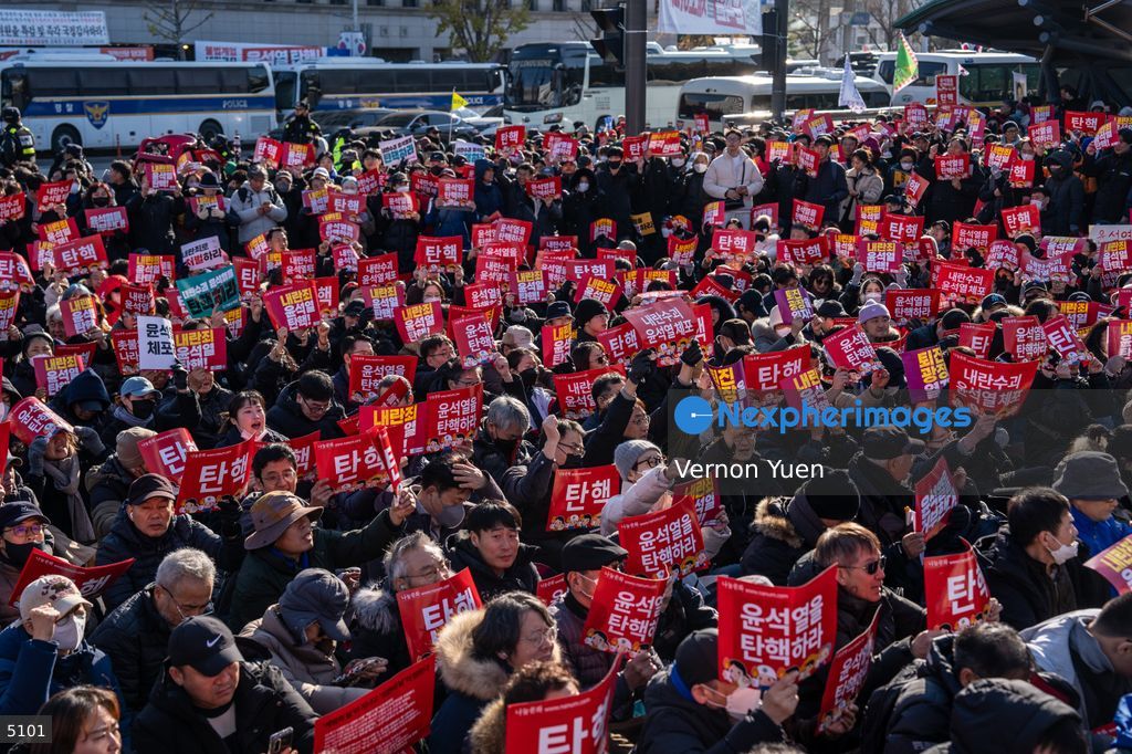 South Korea Protest outside National Assembly During Impeachment Vote