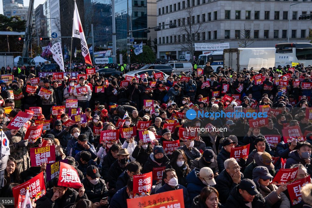 South Korea Protest outside National Assembly During Impeachment Vote