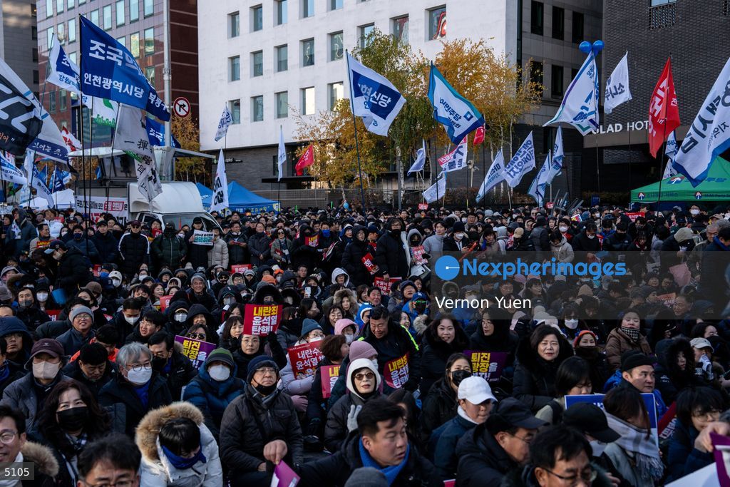 South Korea Protest outside National Assembly During Impeachment Vote