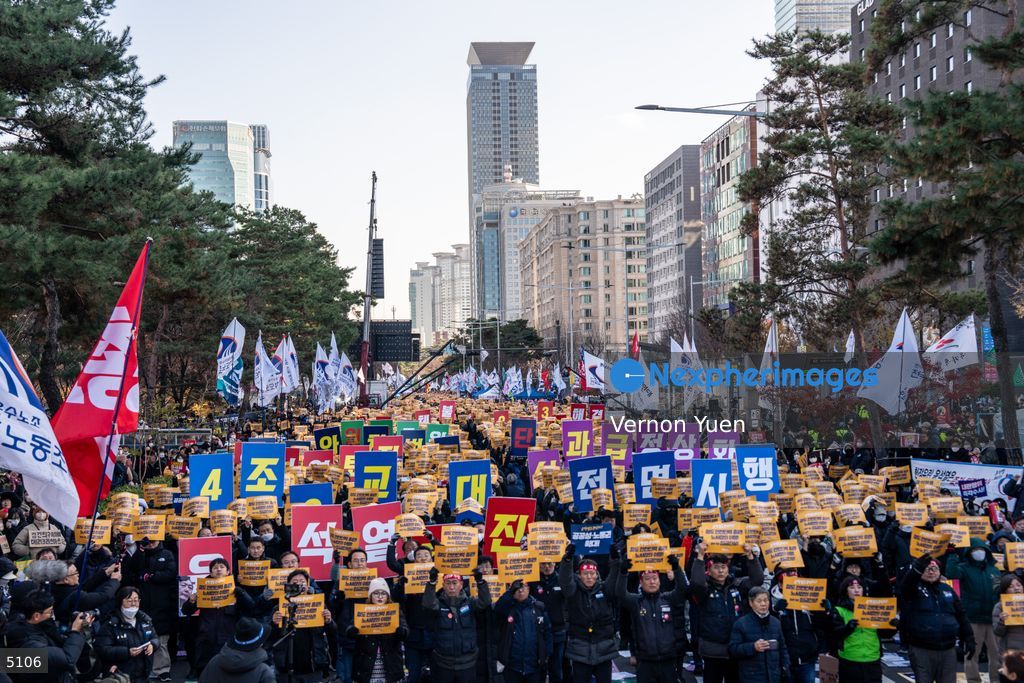South Korea Protest outside National Assembly During Impeachment Vote