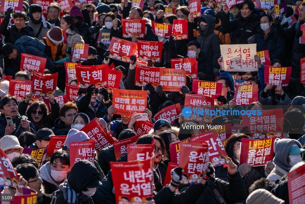 South Korea Protest outside National Assembly During Impeachment Vote