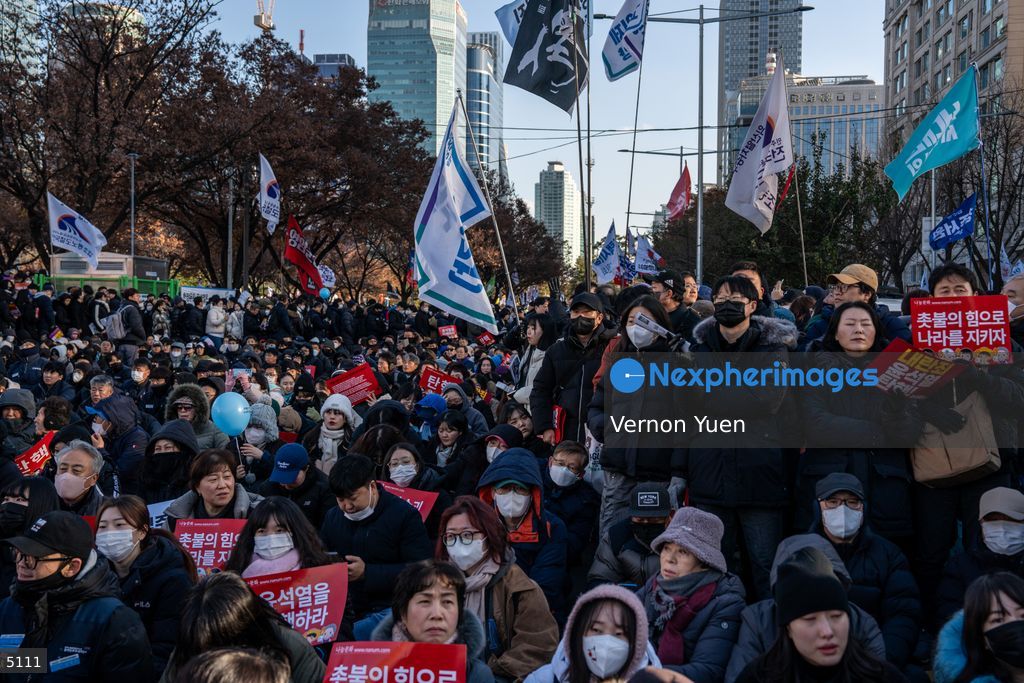 South Korea Protest outside National Assembly During Impeachment Vote