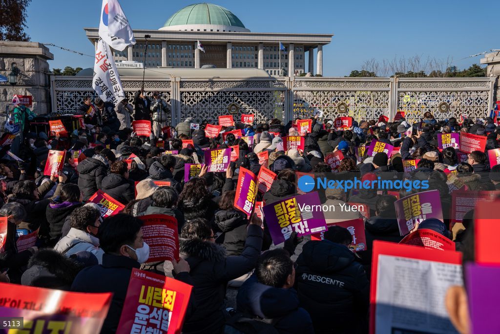 South Korea Protest outside National Assembly During Impeachment Vote