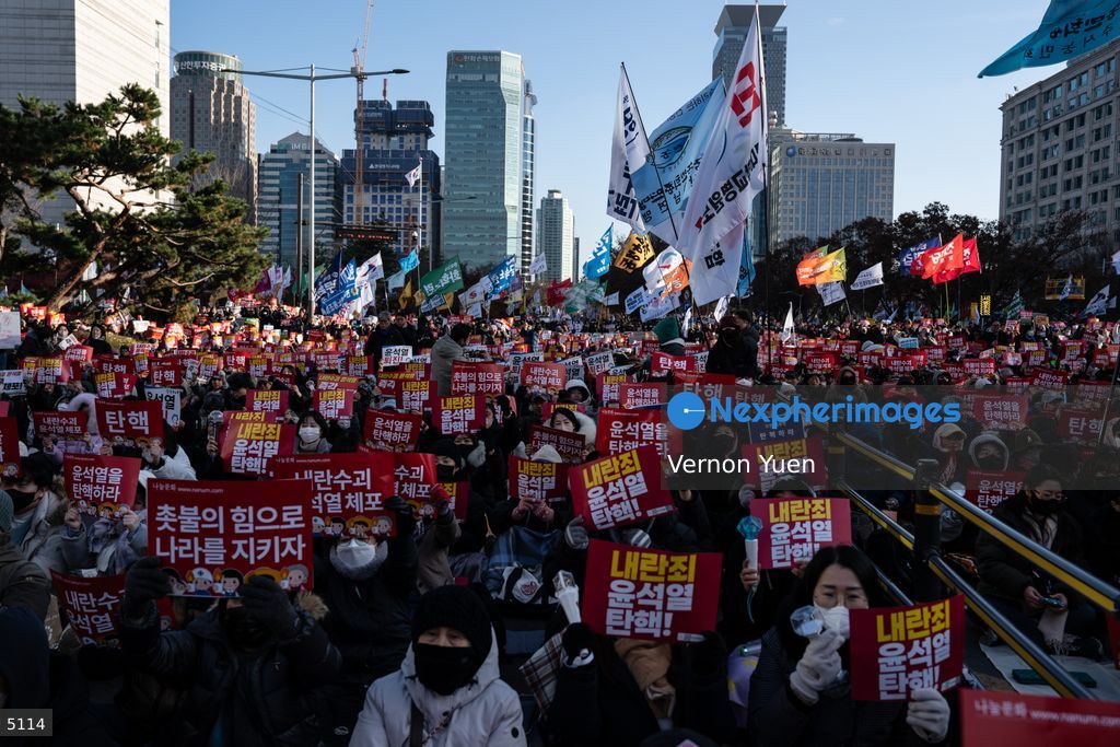 South Korea Protest outside National Assembly During Impeachment Vote