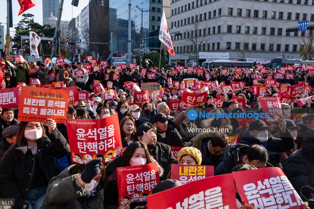 South Korea Protest outside National Assembly During Impeachment Vote