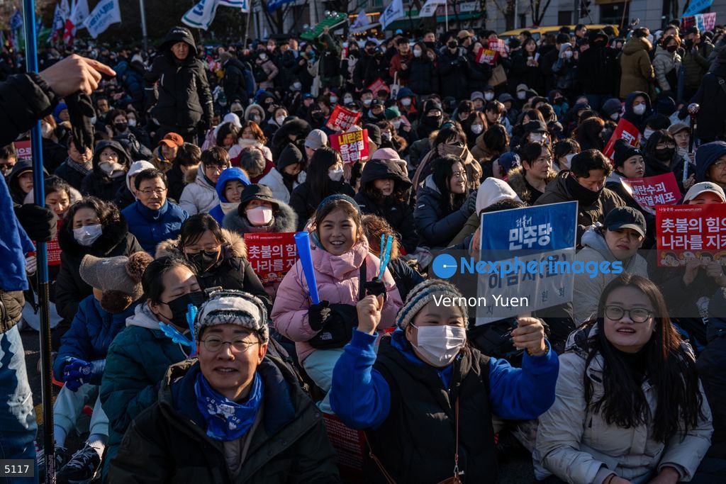 South Korea Protest outside National Assembly During Impeachment Vote