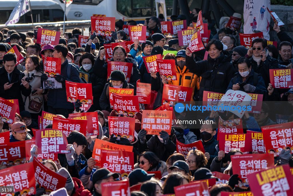 South Korea Protest outside National Assembly During Impeachment Vote
