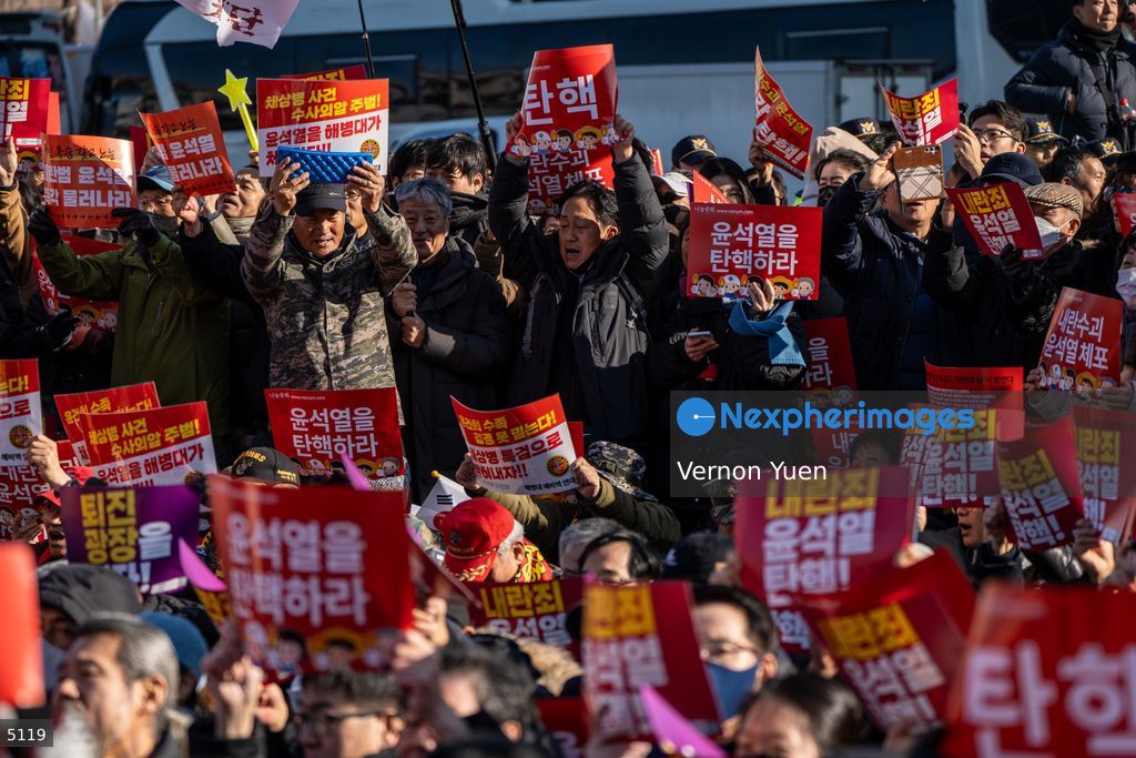 South Korea Protest outside National Assembly During Impeachment Vote
