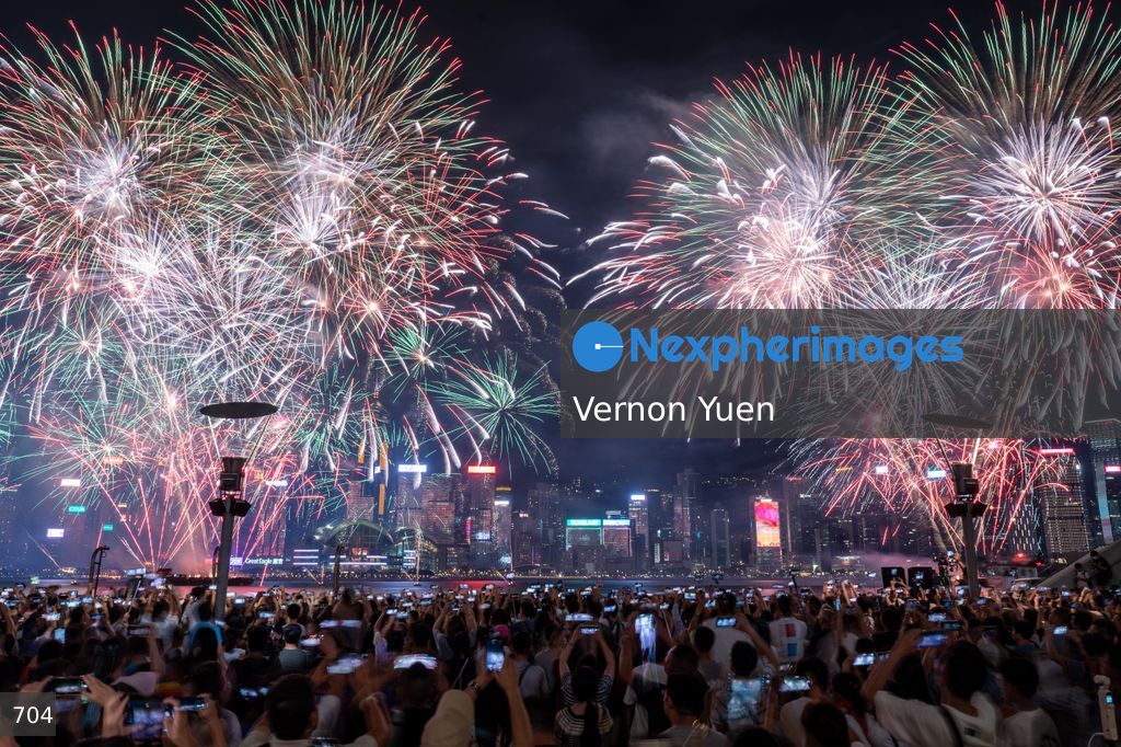 China National Day Fireworks Display in Hong Kong
