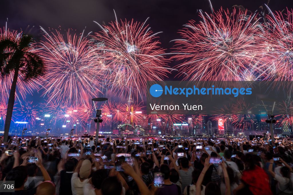 China National Day Fireworks Display in Hong Kong