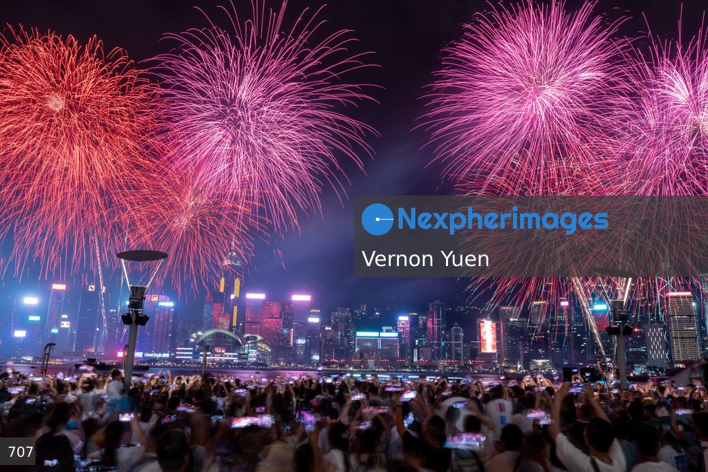 China National Day Fireworks Display in Hong Kong