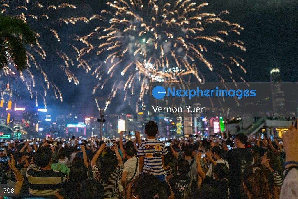 China National Day Fireworks Display in Hong Kong