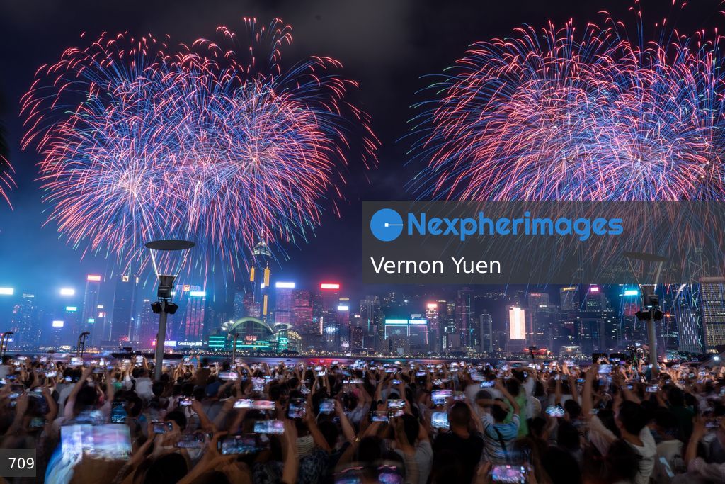 China National Day Fireworks Display in Hong Kong