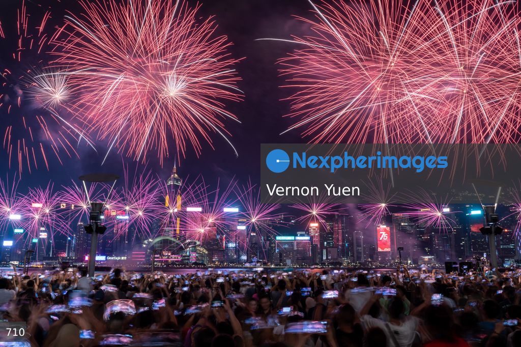 China National Day Fireworks Display in Hong Kong