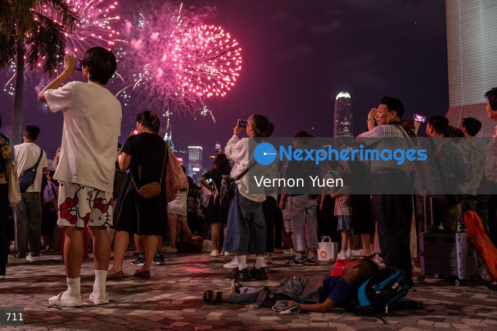 China National Day Fireworks Display in Hong Kong