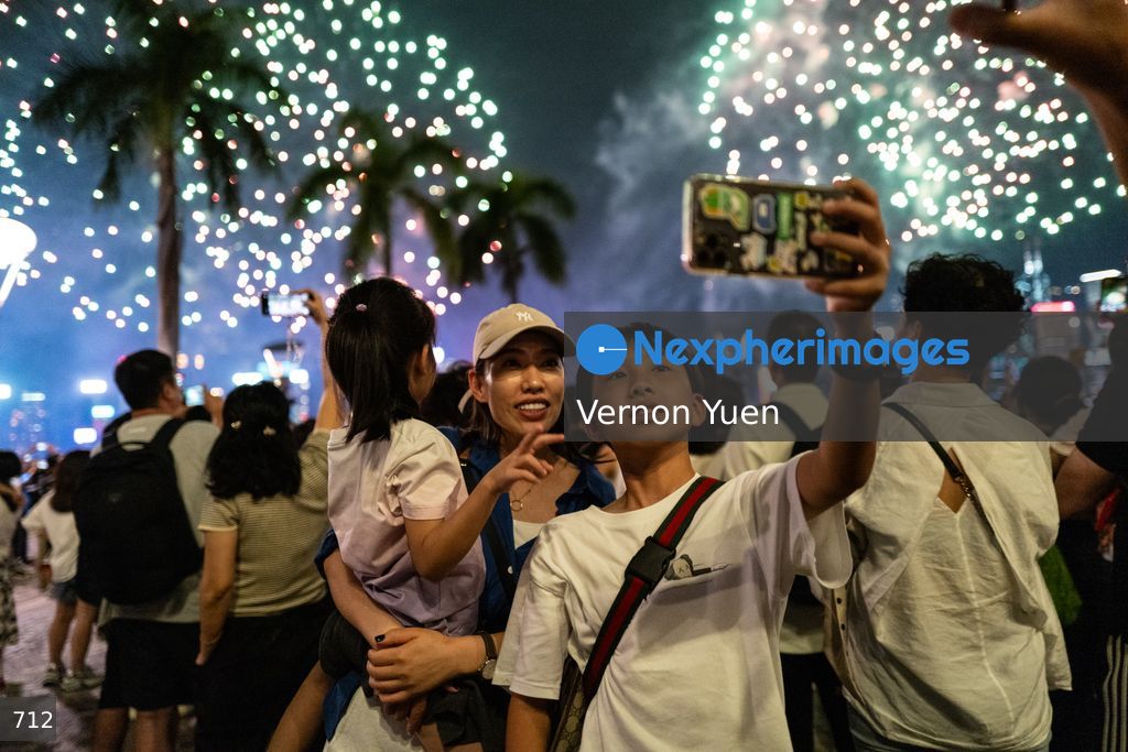 China National Day Fireworks Display in Hong Kong