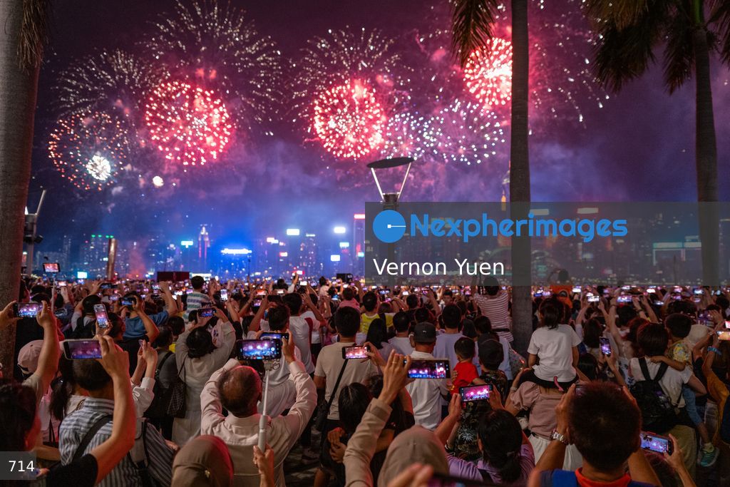 China National Day Fireworks Display in Hong Kong
