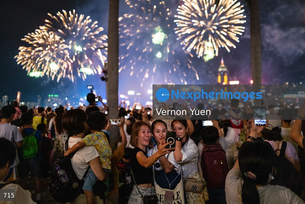 China National Day Fireworks Display in Hong Kong