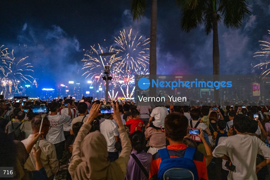 China National Day Fireworks Display in Hong Kong