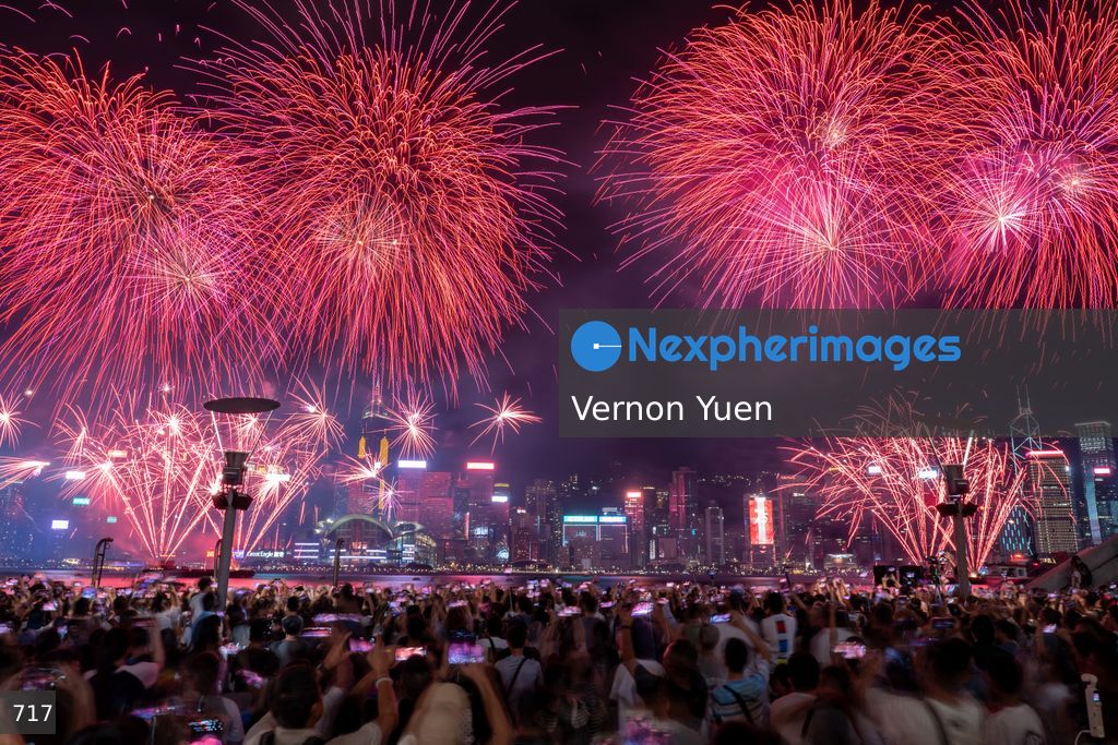 China National Day Fireworks Display in Hong Kong