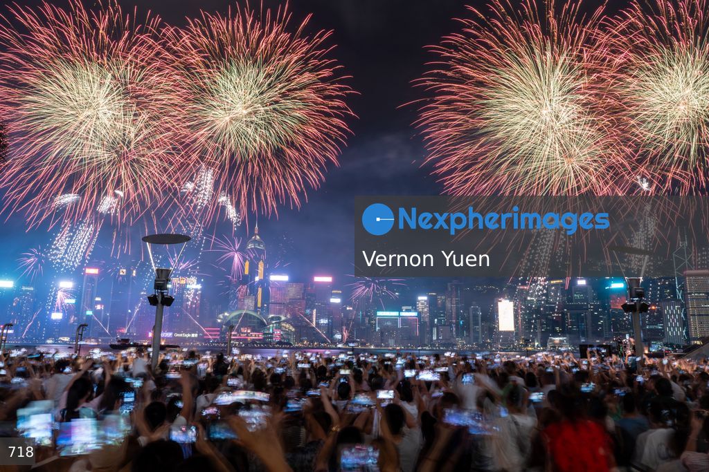 China National Day Fireworks Display in Hong Kong
