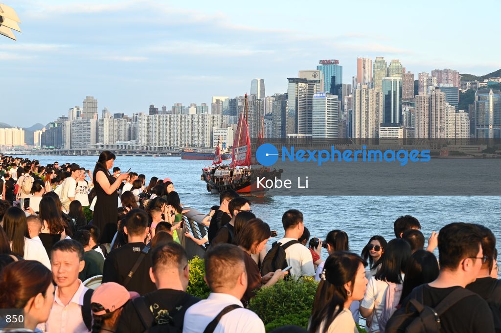 Chinese tourists travel to Hong Kong during national day holiday