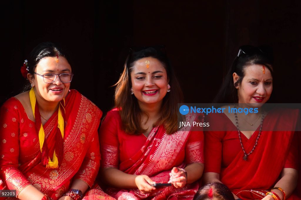 KATHMANDU, NEPAL, SEPTEMBER 14, 2026: Hindu women devotees dressed in traditional red attire gather at Pashupatinath Temple in Kathmandu to celebrate Hartalika Teej. Women offer prayers and perform religious rituals dedicated to Lord Shiva and Goddess Parvati, with many observing a traditional fast and gathering for worship, devotional singing and dancing during the festival. Photo by Safal Prakash Shrestha / JNA Press. (Photo by Safal Prakash Shrestha/JNA Press via Nexpher Images)