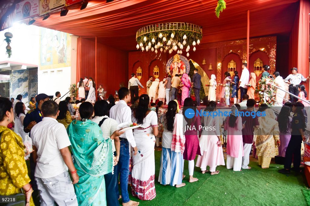 GUWAHATI, ASSAM, INDIA, SEPTEMBER 14, 2026: Hindu devotees offer prayers during celebrations marking Ganesh Chaturthi at Ganeshguri in Guwahati, Assam. The Hindu festival celebrates the birth of Lord Ganesha, the elephant-headed deity associated with wisdom and prosperity. Photo by Hafiz Ahmed / JNA Press. (Photo by Hafiz Ahmed/JNA Press via Nexpher Images)