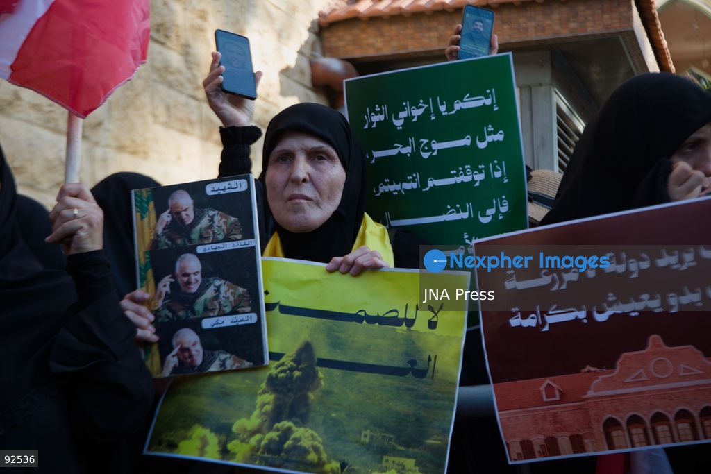BEIRUT, LEBANON - Sept. 15: A woman attends a protest on Sept. 15, 2026 in Beirut's southern suburbs over Israel's continued destruction of villages in south Lebanon. Photo by Nicholas Frakes / JNA Press (Photo by Nicholas Frakes/JNA Press via Nexpher Images)
