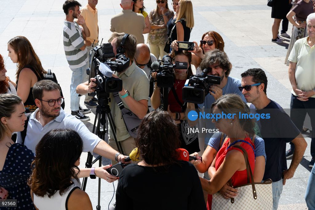 SAN SEBASTIÁN DE LOS REYES, MADRID, SPAIN, SEPTEMBER 15, 2026: Mayor Lucía Fernández, Government Sub-delegate in Madrid Pilar Trinidad Núñez and other participants observe a minute of silence outside San Sebastián de los Reyes City Hall in memory of a local woman who was killed by her husband on September 11. Photo by Tomas Calle / JNA Press. (Photo by Tomas Calle/JNA Press via Nexpher Images)