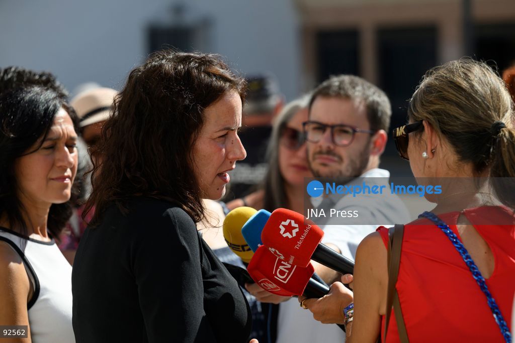 SAN SEBASTIÁN DE LOS REYES, MADRID, SPAIN, SEPTEMBER 15, 2026: Mayor Lucía Fernández, Government Sub-delegate in Madrid Pilar Trinidad Núñez and other participants observe a minute of silence outside San Sebastián de los Reyes City Hall in memory of a local woman who was killed by her husband on September 11. Photo by Tomas Calle / JNA Press. (Photo by Tomas Calle/JNA Press via Nexpher Images)