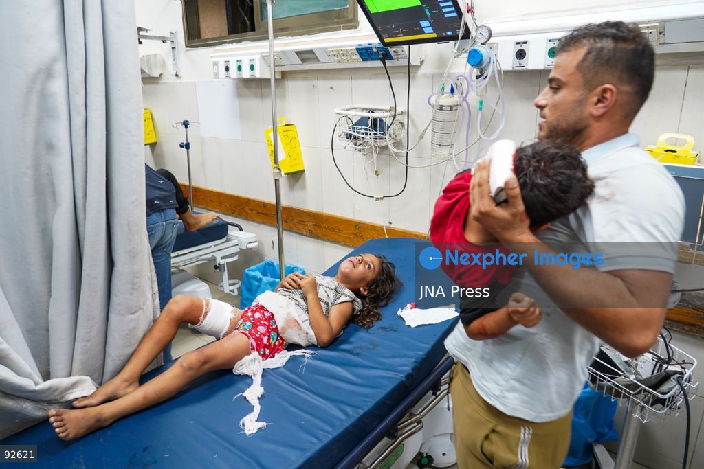KHAN YOUNIS, GAZA STRIP, PALESTINE, SEPTEMBER 15, 2026: The bodies of two Palestinians and a number of wounded people, including children, arrive at Nasser Medical Complex following a reported Israeli strike on tents housing displaced Palestinians at Al-Sumoud camp west of Khan Younis in the southern Gaza Strip. Photo by Ramzi Abu Amer / JNA Press. (Photo by Ramzi Abu Amer/JNA Press via Nexpher Images)