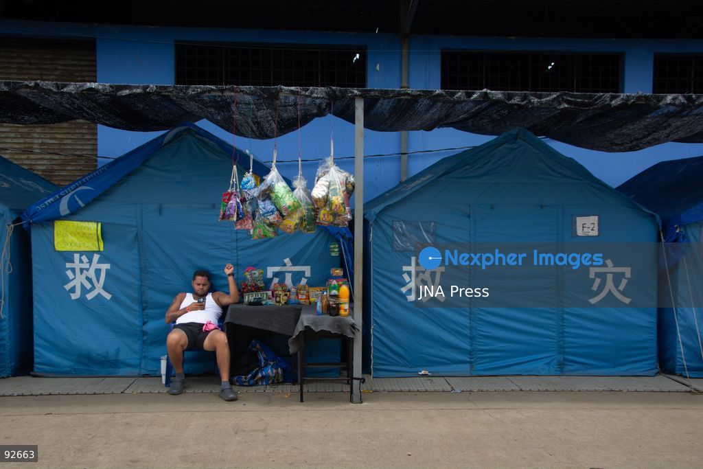 LA GUAIRA, VENEZUELA, SEPTEMBER 12, 2026: Residents displaced by earthquakes remain in transitional camps in La Guaira more than two months after the disaster. The facilities provide basic services including restrooms, showers, laundry areas and internet access, while some residents have established small stalls selling food and other goods as daily and commercial activity develops within the temporary settlements. Photo by Franyer Nieves/ JNA Press. (Photo by Franyer Nieves (Babel)/JNA Press via Nexpher Images)