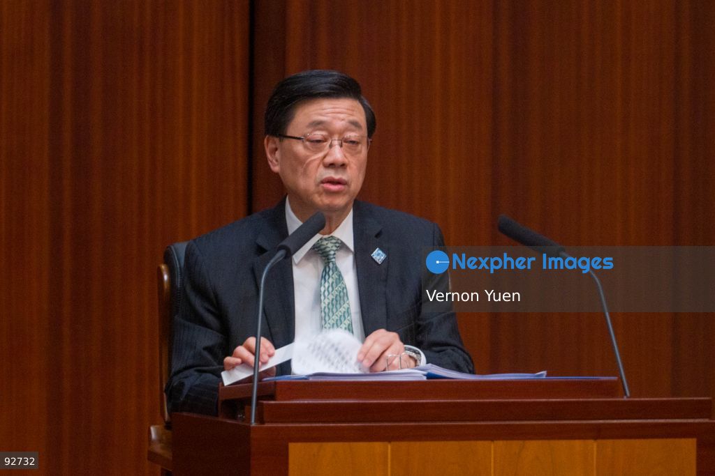 Hong Kong Chief Executive John Lee speaking at the legislative council as he delivers his 2026 policy address and the first Hong Mong Five Year plan on September 16, 2026 in Hong Kong. Hong Kong today released its First five year plan along side with the Chief Executive’s 2026 Policy Address. (Photo by Vernon Yuen/Nexpher Images)
