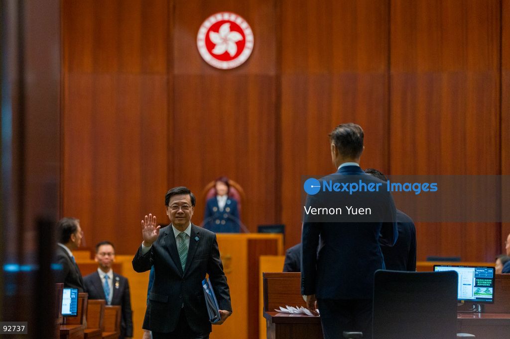 Hong Kong Chief Executive John Lee leaving the legislative council after he delivers his 2026 policy address and the first Hong Mong Five Year plan on September 16, 2026 in Hong Kong. Hong Kong today released its First five year plan along side with the Chief Executive’s 2026 Policy Address. (Photo by Vernon Yuen/Nexpher Images)