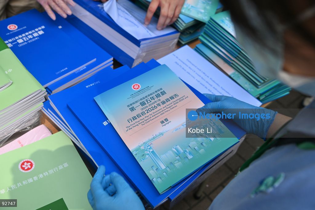 Staff organizing the First Five-Year Plan for Economic and Social Development of the Hong Kong Special Administrative Region (2026-2030) and the Chief Executive's 2026 Policy Address on September 16, 2026 in Hong Kong. (Photo by Kobe Li/Nexpher Images)