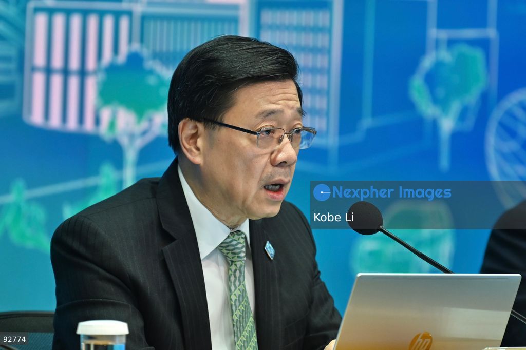 Hong Kong Chief Executive, John Lee, during a press conference on the first five year plan and 2026 Policy Address on September 16, 2026 in Hong Kong. Hong Kong today released its First five year plan along side with the Chief Executive’s 2026 Policy Address. (Photo by Kobe Li/Nexpher Images)