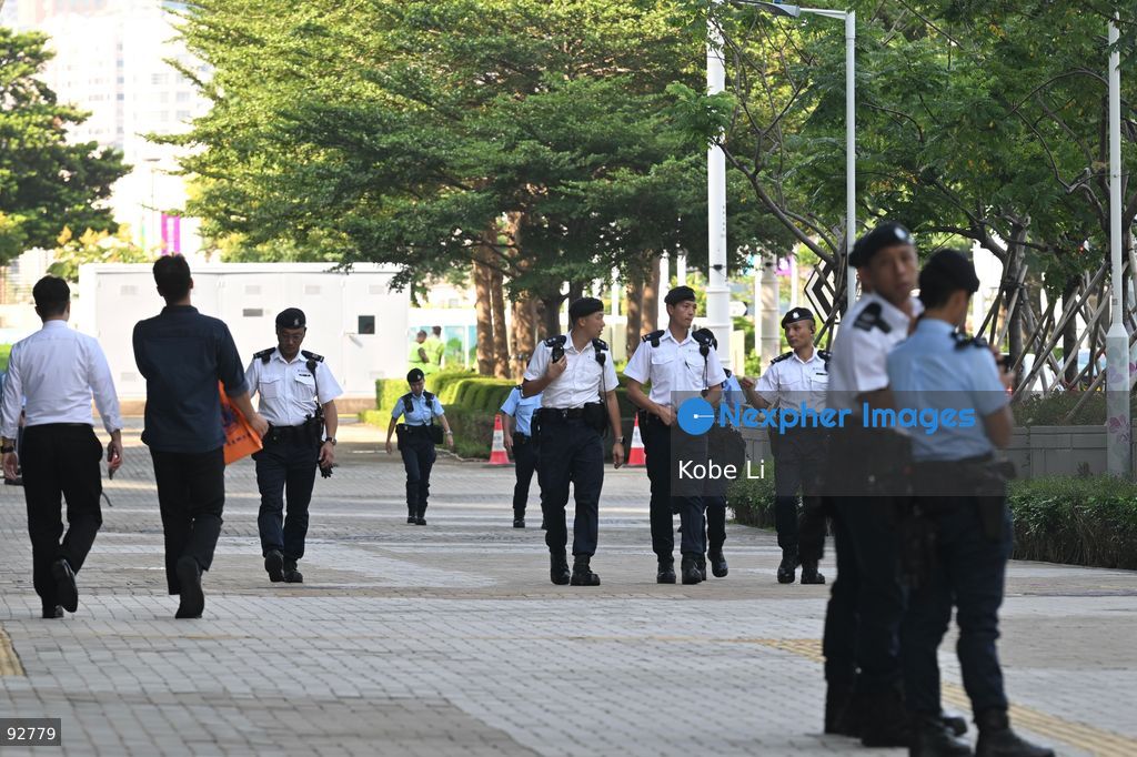 Polices walking outside of Legislative Council on September 16, 2026 in Hong Kong. (Photo by Kobe Li/Nexpher Images)