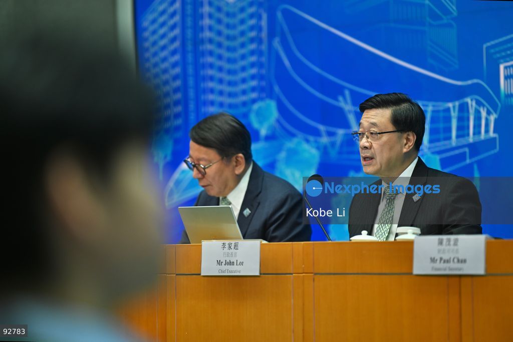 Hong Kong Chief Executive, John Lee, during a press conference on the first five year plan and 2026 Policy Address on September 16, 2026 in Hong Kong. Hong Kong today released its First five year plan along side with the Chief Executive’s 2026 Policy Address. (Photo by Kobe Li/Nexpher Images)