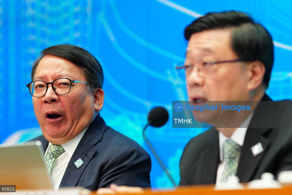 A close-up view shows Chief Secretary for Administration Chan Kwok-ki showing signs of fatigue as Chief Executive John Lee Ka-chiu speaks during the press conference on the 2026 Policy Address and the "First Five-Year Plan of Hong Kong" on September 16, 2026 in Hong Kong. (Photo by Zulu Lo/TMHK via Nexpher Images)