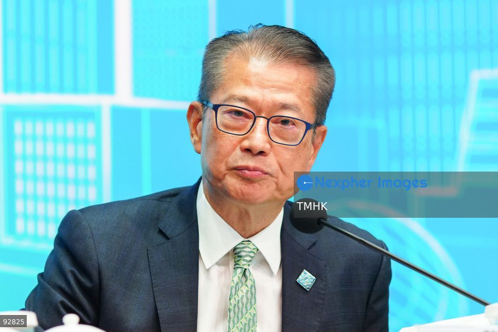 A close-up view shows Financial Secretary Paul Chan Mo-po attending the press conference on the 2026 Policy Address and the "First Five-Year Plan of Hong Kong" on September 16, 2026 in Hong Kong. (Photo by Zulu Lo/TMHK via Nexpher Images)