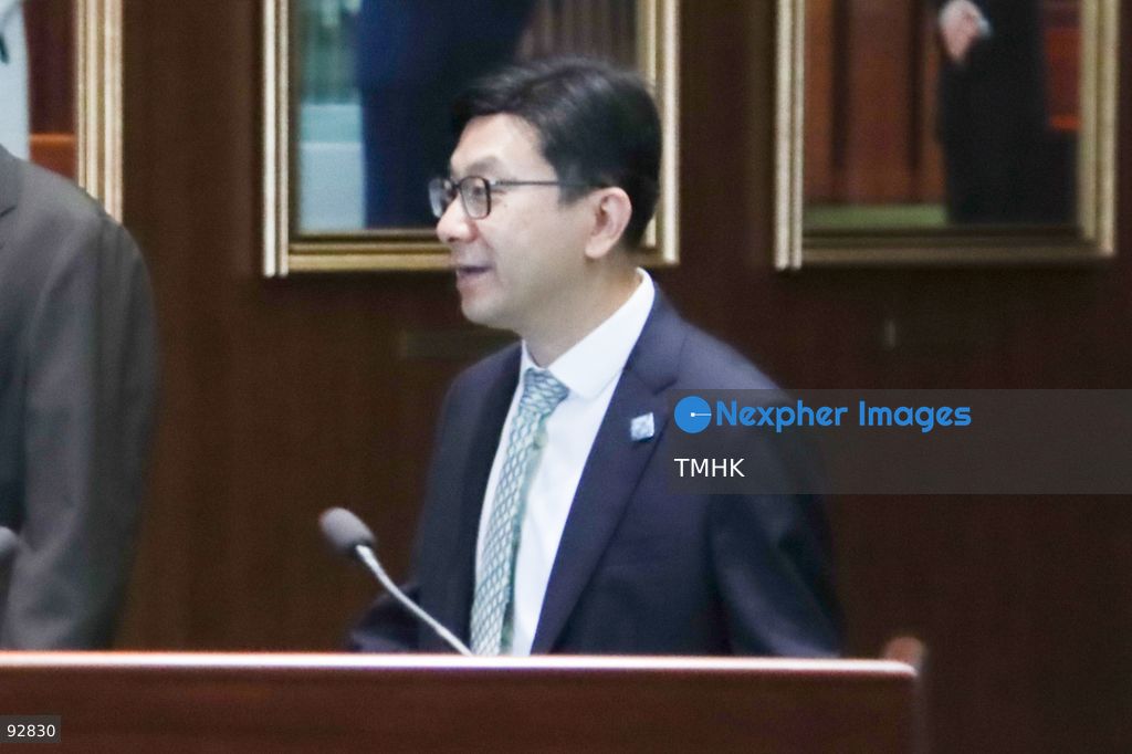 Secretary for Labour and Welfare Chris Sun Yuk-han arrives at the Legislative Council chamber to attend the Chief Executive's 2026 Policy Address on September 16, 2026 in Hong Kong. (Photo by Gordon Choi/TMHK via Nexpher Images)
